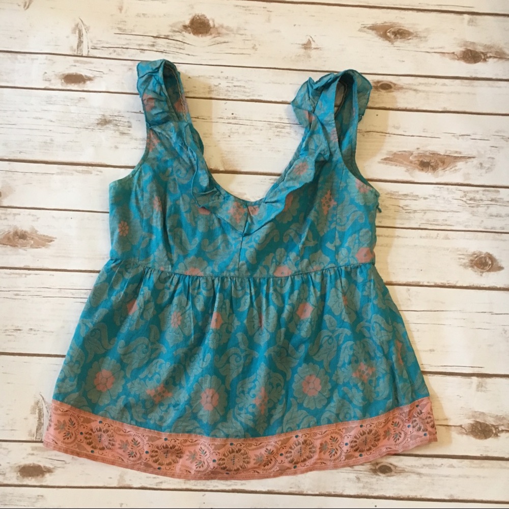 Edme & Esyllte Ruffle Lace Turquoise Top Size 2 - Picture 6 of 13